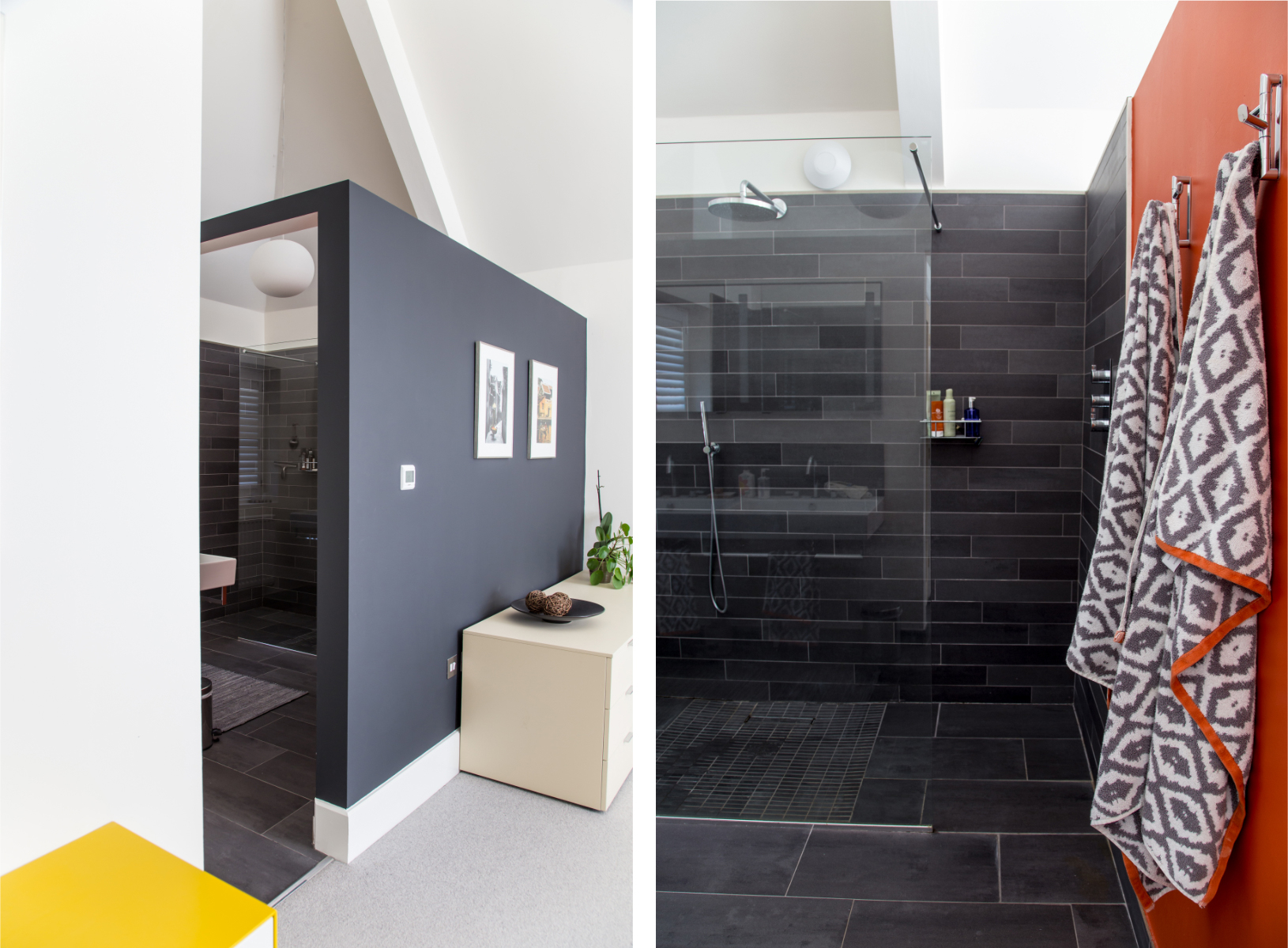 Ensuite within Master bedroom with open ceiling