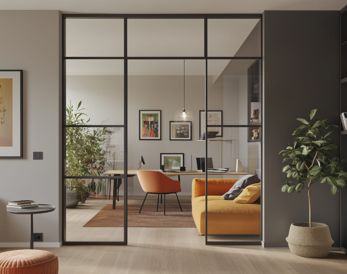 internal glazed doors in office