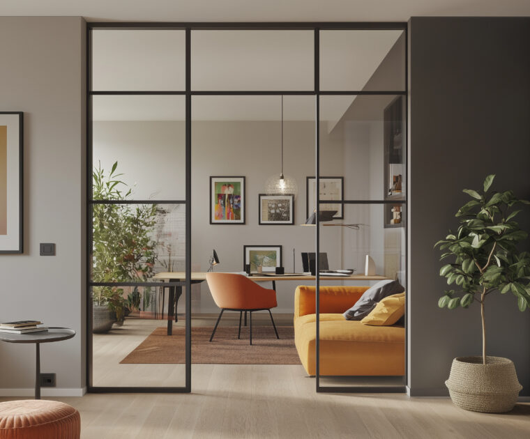 internal glazed doors in office